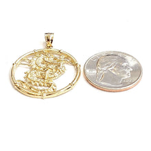 Load image into Gallery viewer, 14k yellow Gold round dragon Pendant charm solid gift fine jewelry unisex 5.5g