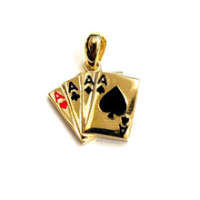 Load image into Gallery viewer, New 14k yellow solid Gold 4 Aces playing cards Pendant charm casino jewelry 1.8g