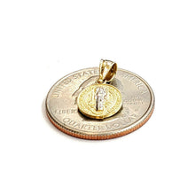 Load image into Gallery viewer, 14k gold tiny two tone round saint Benedict San Benito pendant 0.39" 0.9g