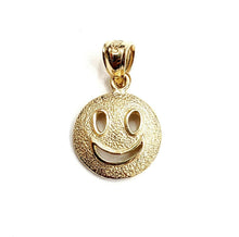 Load image into Gallery viewer, New 14k yellow gold round happy face emoji pendant charm gift fine jewelry 1.1g