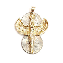Load image into Gallery viewer, 14k yellow solid Gold Egyptian isis winged goddess Pendant fine jewelry 10.6g
