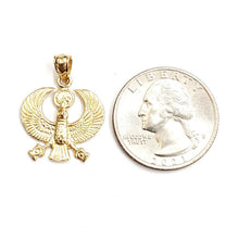 Load image into Gallery viewer, New 14k yellow Gold Scarab Egyptian falcon Pendant charm gift fine jewelry 1.8g