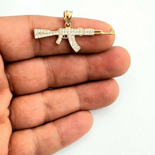 Load image into Gallery viewer, 14k yellow Gold AK-47 machine gun rifle Pendant fine jewelry cubic zirconia 2.8g