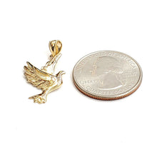 Load image into Gallery viewer, New 14k yellow Gold Dove bird Pendant charm wings love gift fine jewelry 1.9g