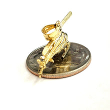Load image into Gallery viewer, 14k yellow Gold solid Helicopter Aviation 3D pendant charm fine jewelry 3g