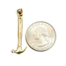 Load image into Gallery viewer, New 14k Yellow Gold 3D Hammer Pendant charm construction tool fine jewelry 2.2g
