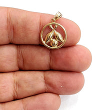 Load image into Gallery viewer, 14k yellow Gold Round Bowling ball Pins Pendant charm sport fine jewelry 1.6g