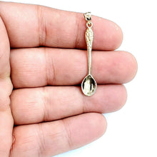 Load image into Gallery viewer, New 14k yellow Gold solid 3D spoon Pendant charm gift fine jewelry 1.8g