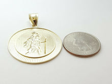Load image into Gallery viewer, 10k yellow gold round saint Cristopher pendant fine religious jewelry 1.35" 6.8g