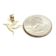 Load image into Gallery viewer, 14k yellow Gold tiny hummingbird Pendant charm fine gift jewelry for her 0.6g