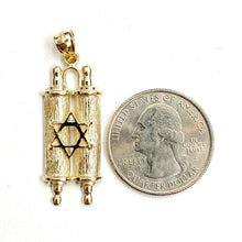 Load image into Gallery viewer, 14k yellow gold tablets of law star of David Jewish Israel torah pendant 4.5g