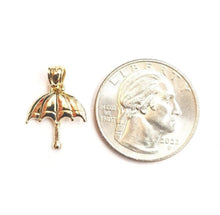 Load image into Gallery viewer, New 14k solid yellow Gold tiny umbrella Pendant charm gift fine jewelry 1g