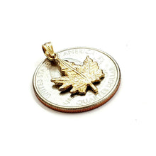 Load image into Gallery viewer, 14k yellow gold maple leaf pendant charm gift unisex fine jewelry 1.5g