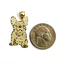 Load image into Gallery viewer, Solid 10k yellow Gold French bulldog Pendant charm diamond cut fine jewelry 2.5g
