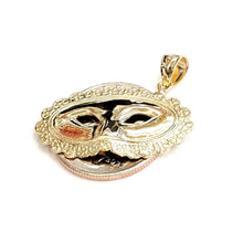 Load image into Gallery viewer, 14k yellow gold masquerade face mask drama theater act pendant fine jewelry 3.8g