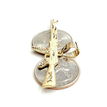 Load image into Gallery viewer, 14k yellow Gold AK-47 Machine gun Military Rifle Pendant charm fine gift 3.2g
