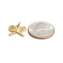 Load image into Gallery viewer, 14k yellow Gold Tiny Tennis Racket Pendant charm sport game fine jewelry 1.5g