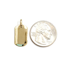 Load image into Gallery viewer, New 14k yellow Gold solid tiny dog tag name tag Pendant charm shiny jewelry 2.3g