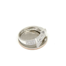 Load image into Gallery viewer, 0.55ct genuine diamond 14k White Gold Women belt buckle Ring fine jewelry Size 7