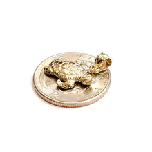 Load image into Gallery viewer, New 14k yellow gold solid 3D turtle pendant charm lucky gift fine jewelry 3.2g