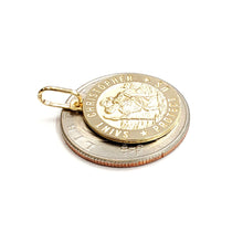 Load image into Gallery viewer, 14k solid yellow Gold round saint Christopher Pendant religious gift 0.72" 3.1g