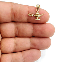 Load image into Gallery viewer, 14k yellow Gold tiny Genie lamp Aladdin charm pendant gift fine jewelry 1.1g