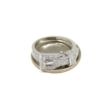 Load image into Gallery viewer, 0.55ct genuine diamond 14k White Gold Women belt buckle Ring fine jewelry Size 7