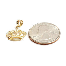 Load image into Gallery viewer, New 14k yellow Gold Tiny Queen Crown Tiara Pendant charm gift fine jewelry 1.4g