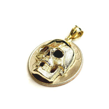 Load image into Gallery viewer, New 14k yellow Gold solid Skull mummy dead Bone Pendant Gift fine jewelry 3.7g