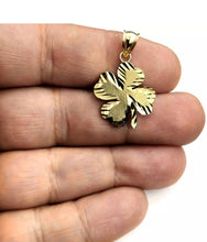 Load image into Gallery viewer, New 10k yellow Gold clover leaf lucky Pendant fine gift jewelry diamond cut 2g