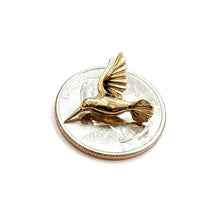 Load image into Gallery viewer, New 14k yellow Gold solid 3D Hummingbird Pendant charm gift fine jewelry 1.9g