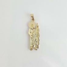 Load image into Gallery viewer, 14k solid Gold two tone saint Jude juda Pendant charm fine religious gift 1.3g
