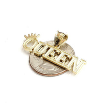 Load image into Gallery viewer, New 10k yellow Gold Queen Crown Tiara word Pendant charm gift fine jewelry 2.9g