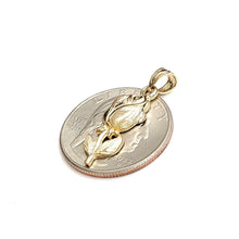 Load image into Gallery viewer, New 14k yellow solid Gold rose flower Pendant charm gift fine jewelry 1.6g