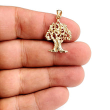 Load image into Gallery viewer, New 14k yellow gold Oak tree lucky pendant charm gift unisex fine jewelry 1.8g