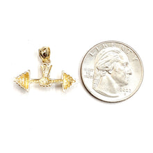 Load image into Gallery viewer, New 14k Yellow Gold Dumbbell weight lifter Pendant charm gift fine jewelry 1.9g