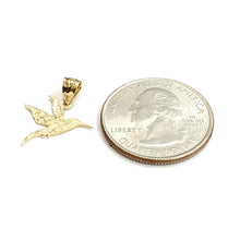 Load image into Gallery viewer, 14k yellow Gold tiny hummingbird Pendant charm fine gift jewelry for her 0.6g