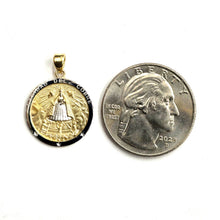 Load image into Gallery viewer, 14k Two Tone gold round virgin Caridad del Cobre pendant fine jewelry 0.69" 2g