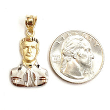 Load image into Gallery viewer, 14k two tone gold Jesus Malverde Narco saint Sinaloa pendant fine jewelry 2.2g