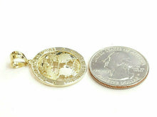 Load image into Gallery viewer, 10k yellow gold round globe planet earth world map pendant jewelry 0.89" 2.1g