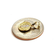 Load image into Gallery viewer, 14k gold tiny two tone round saint Benedict San Benito pendant 0.39" 0.9g