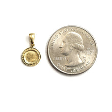 Load image into Gallery viewer, 14k yellow Gold Tiny shiny Round pendant charm Cubic Zirconia Gift jewelry 0.7g