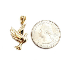 Load image into Gallery viewer, New 14k yellow Gold Dove bird Pendant charm wings love gift fine jewelry 1.9g