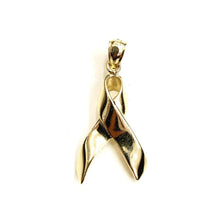 Load image into Gallery viewer, New 14k yellow Gold breast cancer survivor awareness ribbon Pendant Jewelry 1.8g