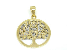 Load image into Gallery viewer, 14k two tone gold round tree of life lucky pendant charm fine gift for her 2g