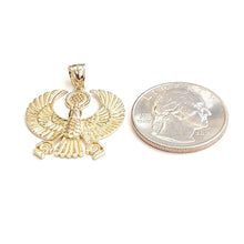 Load image into Gallery viewer, New 14k yellow Gold Scarab Egyptian falcon Pendant charm gift fine jewelry 4.6g