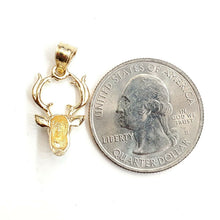 Load image into Gallery viewer, 14k yellow Gold deer buck male head Pendant charm gift diamond cut jewelry 1.4g