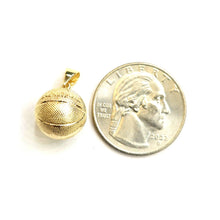 Load image into Gallery viewer, 14k yellow Gold basketball 3D ball Pendant charm fine sport jewelry unisex 3.1g