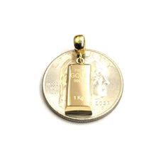 Load image into Gallery viewer, 14k Yellow Gold Tiny 999.9 fine gold bar brick bar 1kg Pendant Charm Gift 1.9g
