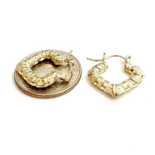 Load image into Gallery viewer, 10K yellow Gold 0.77" 4.3mm tiny heart bamboo Earring women fine jewelry 1.9g